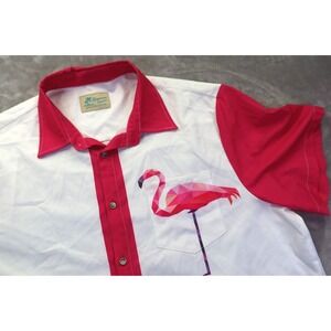 Rayaura Hawaiian Flamingo Button Front Shirt 2XL Bowling‎ Mafia Caribbean Cruise